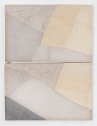 Martha Tuttle Couplet on transcending limitations, 2019 Wool, linen, graphite, pigment, and quartz 61 1/2 x 46 inches