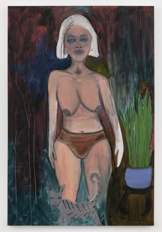 February James, "The Thing I Regret Most Are My Silences", 2020, oil, oil pastel, watercolor and acrylic on linen, 72 inches by 48 inches (183 centimeters by 122 centimeters). Painting by the artist, February James.