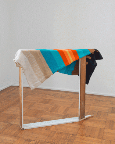 Tomashi Jackson "Untitled (Color Study II)", 2015 Acrylic yarn and wood 41-1/8 x 52 x 10 inches