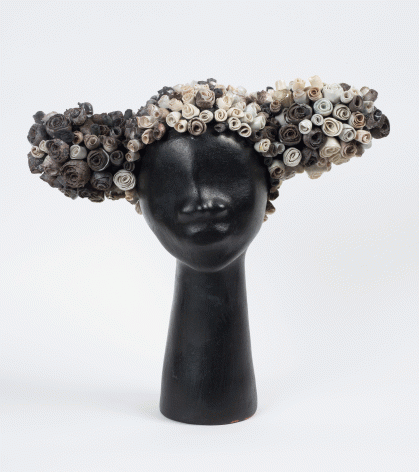 Simone Leigh "Pearl", 2015 Terra cotta, wood & salt fired porcelain, india ink and epoxy 17-1/2 x 16 x 8 inches
