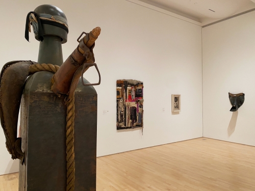 This is an installation view of an exhibition at SF MoMA including works by John Outterbridge and Noah Purifoy.